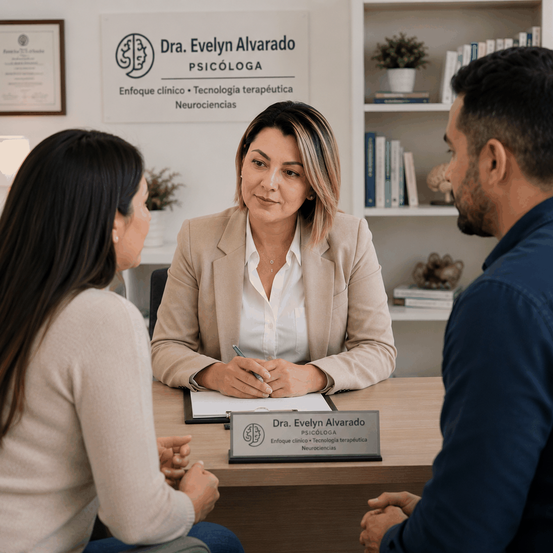 Reunión profesional con padres para discutir el desarrollo del niño