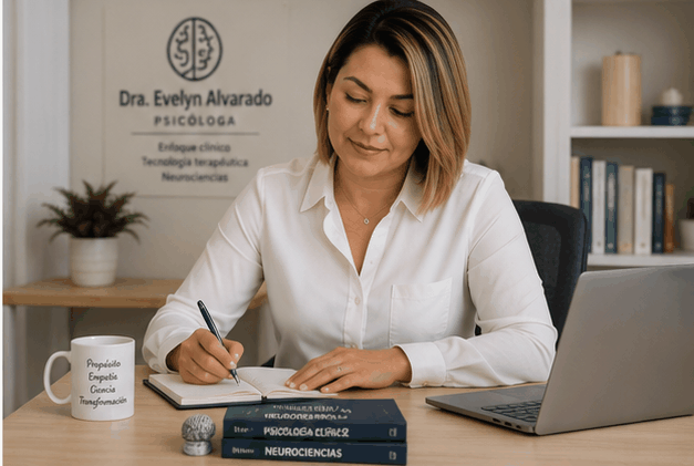 Dra. Evelyn Alvarado en su consultorio profesional